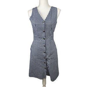 J Crew V-neck Button-Front Dress In Gingham Size 0